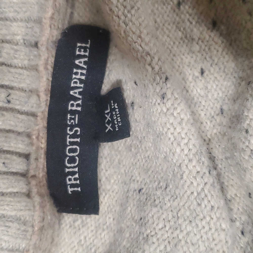 Tricot St Raphael XXL Men's gray and striped blue sweater ¼ zipper